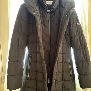 Calvin Klein Black Quilted Puffer Coat • Size Medium • Hooded